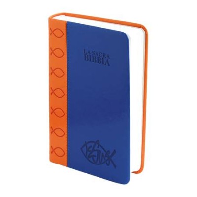 La Sacra Bibbia Nuova Diodati media pelle arancio-blu