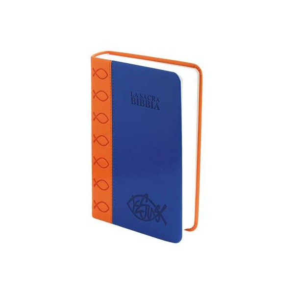 La Sacra Bibbia Nuova Diodati media pelle arancio-blu
